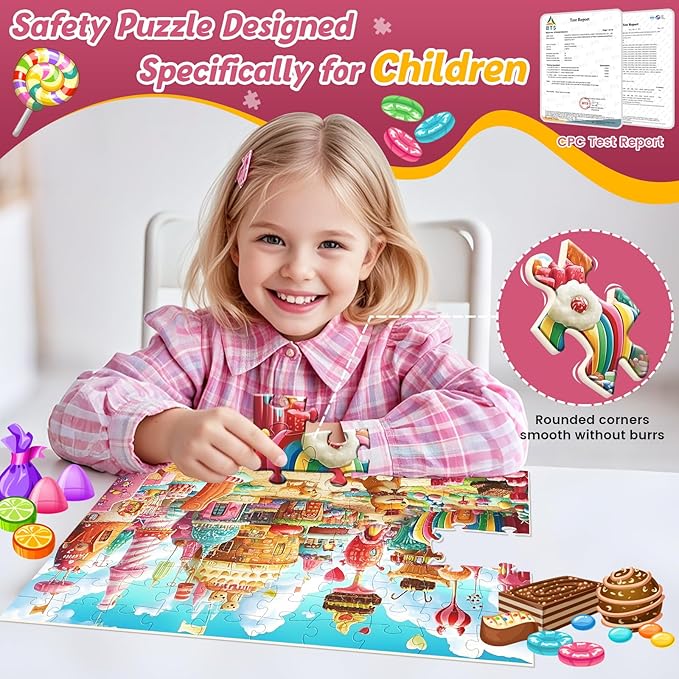 100 Piece Puzzles for Kids Ages 4-8,Kids Puzzles Ages 4-6 6-8 8-10 Dessert Cartoon Puzzle 100 Piece for 4 6 8 Years Old Jigsaw Puzzles for Adults Toddler Children Seniors Toys Puzzle Games Gift