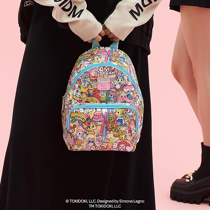 JuJuBe x tokidoki 20th Anniversary Celebration Everyday Mini Small Diaper Backpack, Essentials for Mom, Newborn & Baby, Women’s Purse, Baby Bottle Pockets, Adjustable Padded Straps, Machine Washable