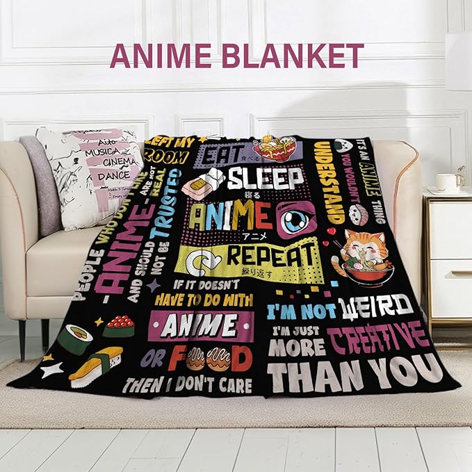Anime Gifts for Girls, Japanese Anime Gifts for Women, AAnime Lovers Men, Soft Throw Blanket 50" *60"
