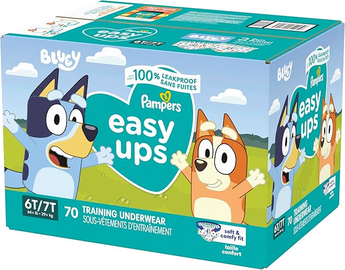 Pampers Training Pants - Easy Ups Boys & Girls Bluey - Size 6T-7T, 70 Count, Children's Potty Underwear