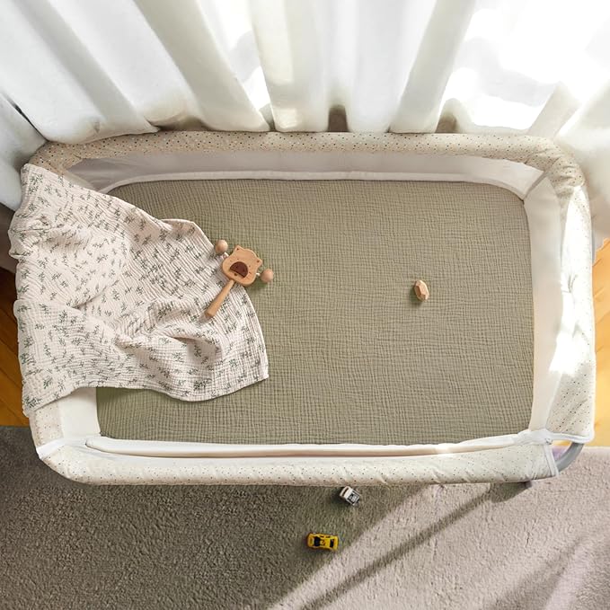 lulumoon Muslin Bassinet Sheets Baby: Cotton Bedside Sleeper Bassinet Sheets Fitted for MiClassic & Milliard Bassinet