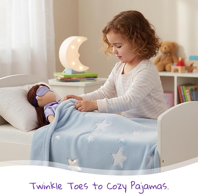 June Garden 14" Snuggle Cutie Ballerina Doll Maya – Soft Plush Doll with Ballet Outfit, Purple Pajama Set & Accessories – Dress Up Pretend Play Toy for Girls