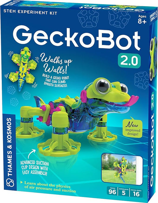 Thames & Kosmos GeckoBot 2.0 STEM Experiment Kit | Build a Wall-Climbing Gecko Robot, Improved Design & Suction Cup Technology, Guided Assembly, Fun & Educational Science Gift for Boys & Girls Ages 8+