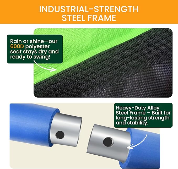 PLATPORTS Platform Swing - Large Rectangle Saucer Swing for Kids and Adults