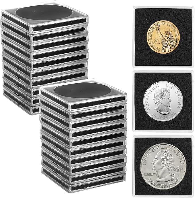 120 Pcs 20-40mm Acrylic Coin Collection Cases with Sponges, Adjustable Coin Holders, Silver Dollar Protection Cases for Collectors, Coin Collection Supplies(20/25/30/35/40mm)