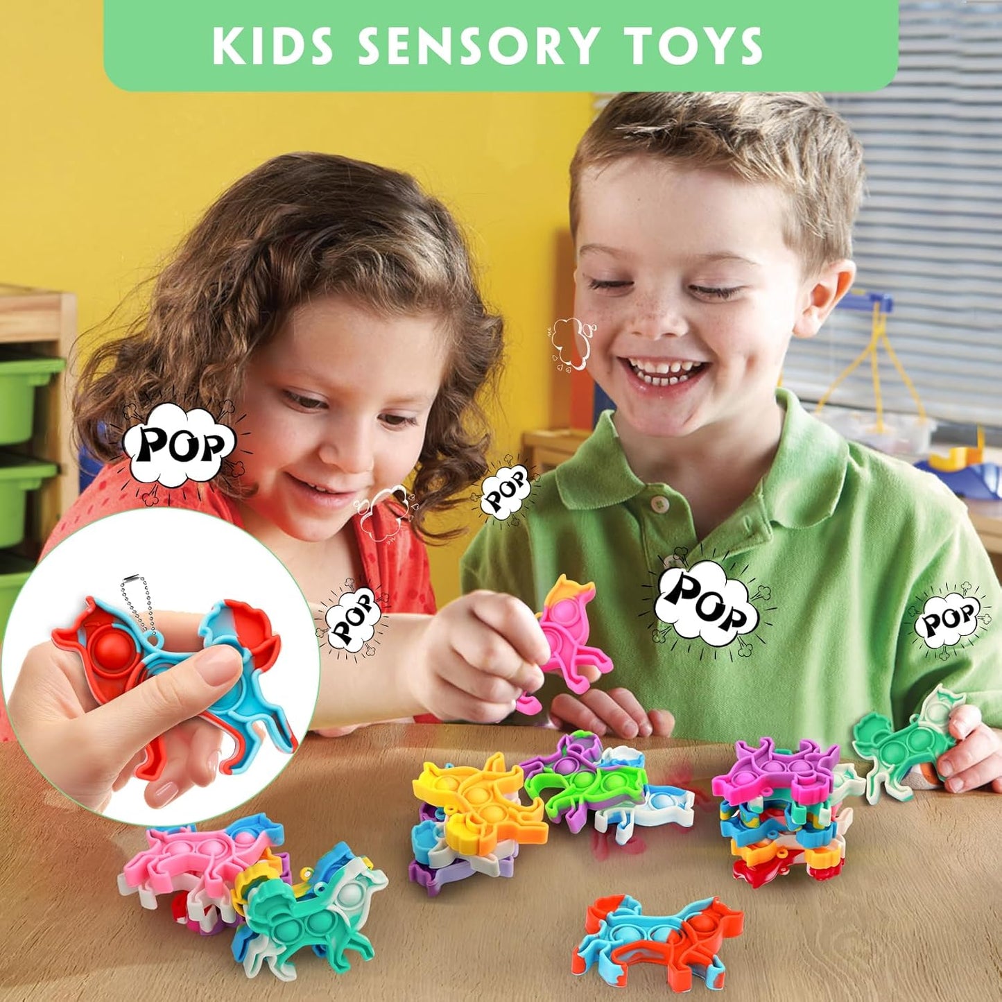 Pop Fidget Toys Bulk Its Birthday Party Favors for Kids 20 PCS Cute Dog Mini Pop Keychain It Sensory Fidget Toy Packs Fidgets for Classroom Prizes for Kids Birthday Goodie Bag Stuffers