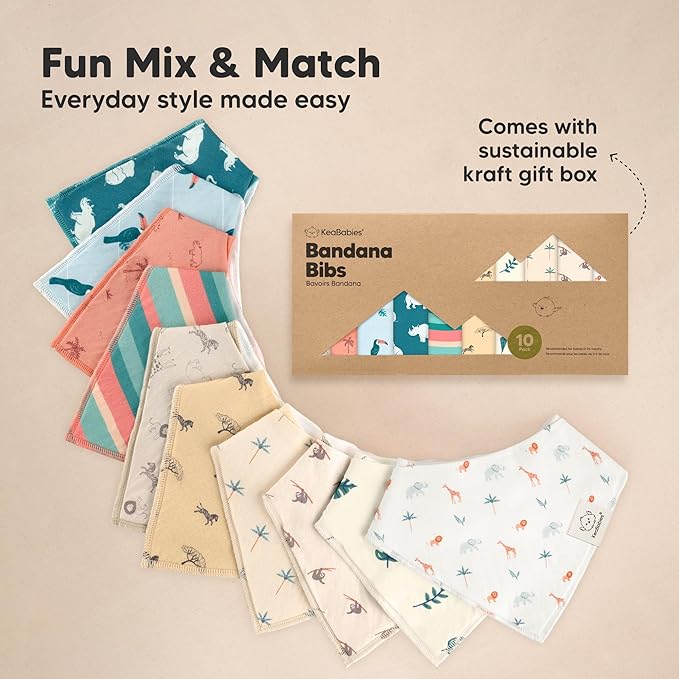 10-Pack Organic Baby Bandana Bibs for Girls - Super Absorbent Triangle Baby Bibs for Drooling and Teething Infant, 100% Cotton Extra Soft for Newborn, Infant 0-36 Months (Cosmo)