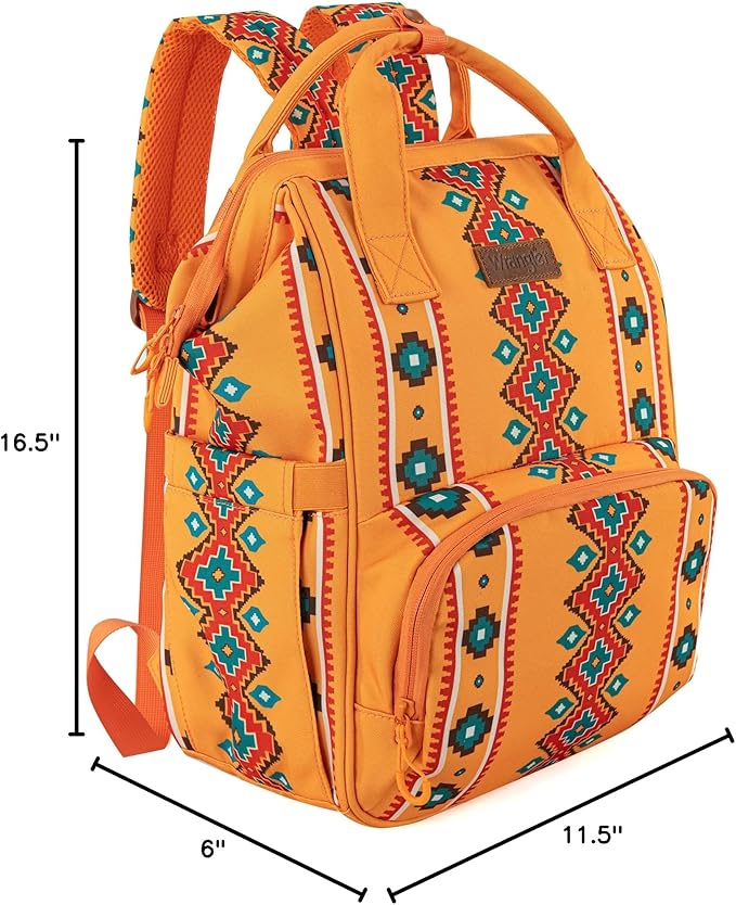 Wrangler Aztec Backpack Organized Daypack Travel Baby Bag with Stroller Strap and Side Bottle Pockets WG2204-9110MST