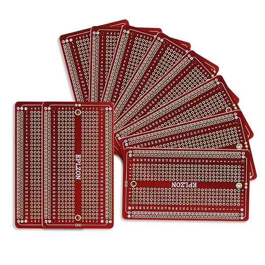 10 Pcs Solderable Breadboard PCB Board Gold-Plated Solder Breadboard for DIY Electronics Projects Apply to Soldering Projects 3.5"x2.05" (Red)