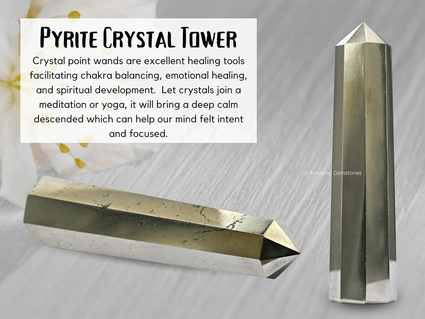 Amazing Gemstone Pyrite Crystal Towers - Natural Healing Crystal Point Obelisk for Reiki Healing and Crystal Grid (2 Inch to 3 Inch)