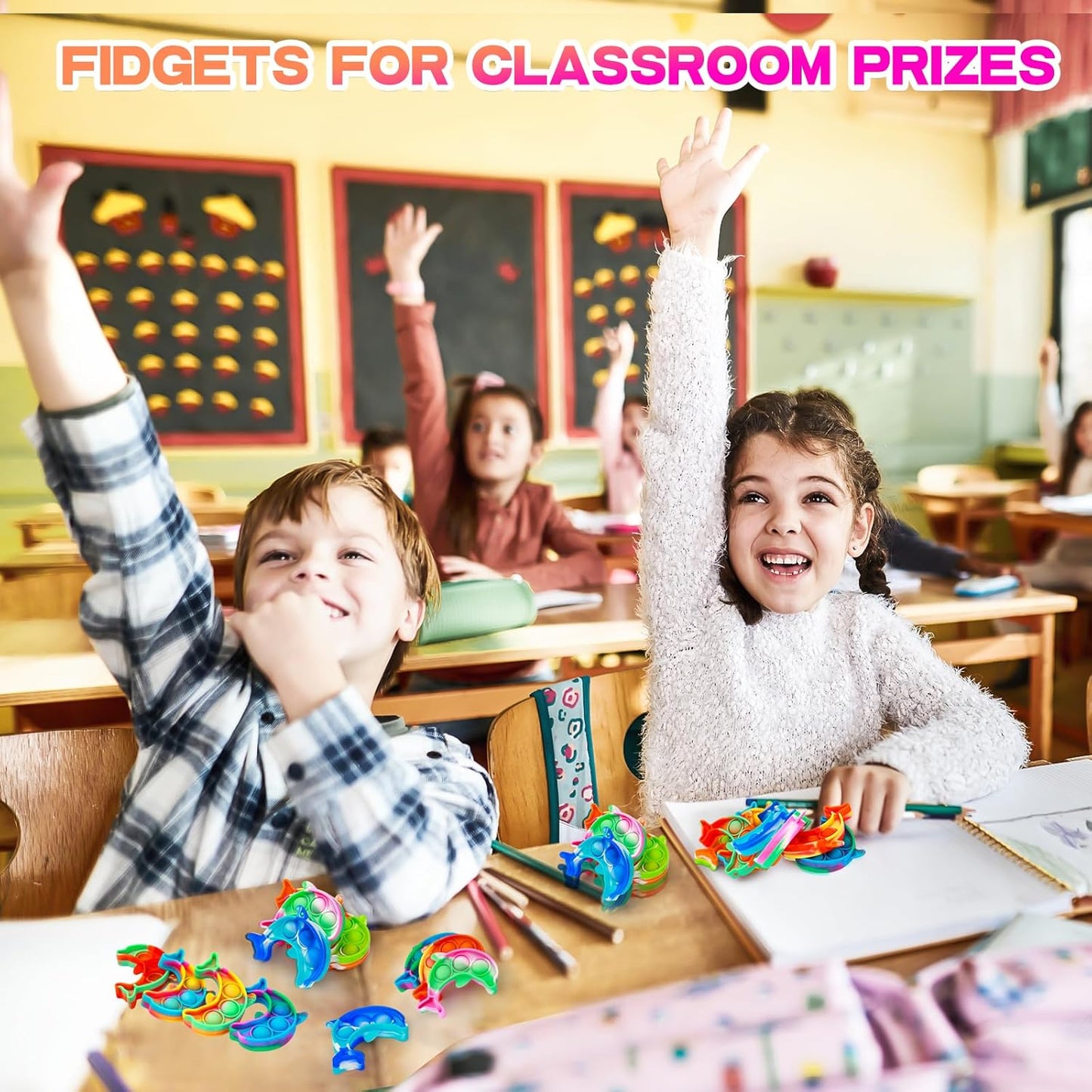 Pop Fidget Toys Bulk Its Birthday Party Favors for Kids 20PCS Cute Dolphin Mini Pop Keychain It Fidget Toy Packs Fidgets for Classroom Prizes for Kids Christmas Stocking Stuffers for Kids Sensory Toys