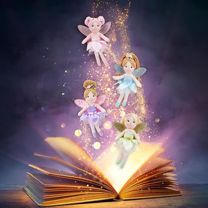 June Garden 7" Enchanted Garden Fairy Doll Elara - Plush Soft Keychain - Bag Charm Gift for Girls - Pink