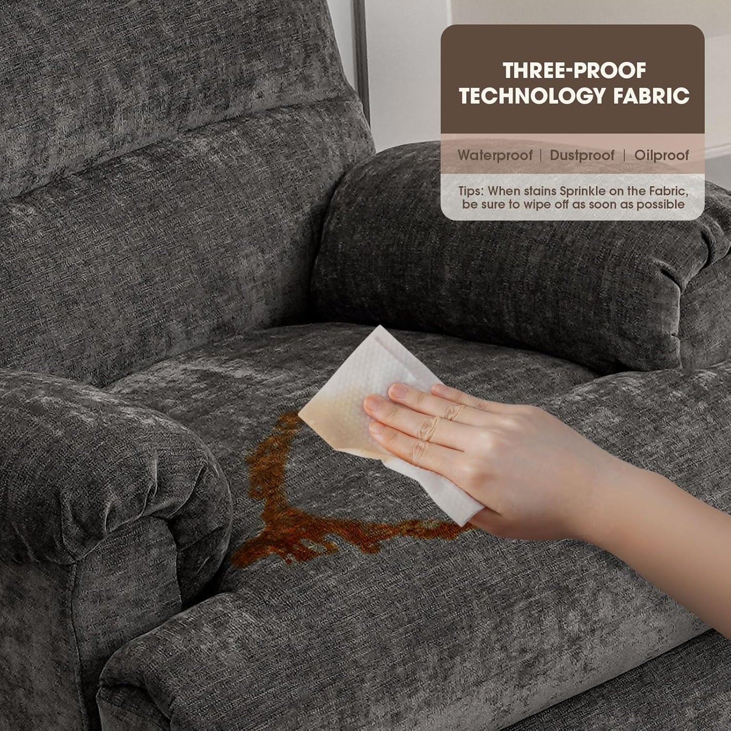 Dark Grey Glider Rocker Recliner,Swivel Rocking Recliner Chair,Glider Rocking Chair,Reclining Sofa Rocking Chair Nursery,23 Inches Deep Seat & 27 inches High Back,for Living Room