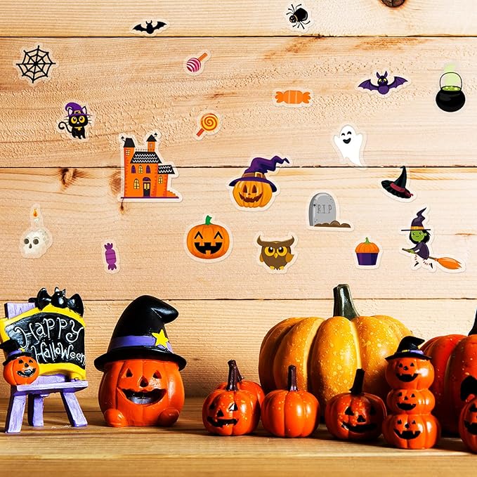 40 PCS Halloween Thick Gel Clings Halloween Window Gel Clings Decals Stickers for Kids, Toddlers and Adults Home Airplane Classroom Nursery Pumpkin Party Supplies Decorations Removable and Reusable
