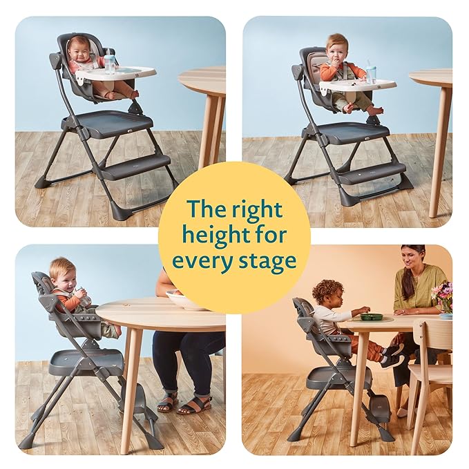 The First Years Foldable Toddler Tower and High Chair - 2-in-1 Baby High Chair and Toddler Step Stool - Adjustable Grow with Me Height - Folds Flat & Easy to Clean - Kids Stool with Non-Slip Surface