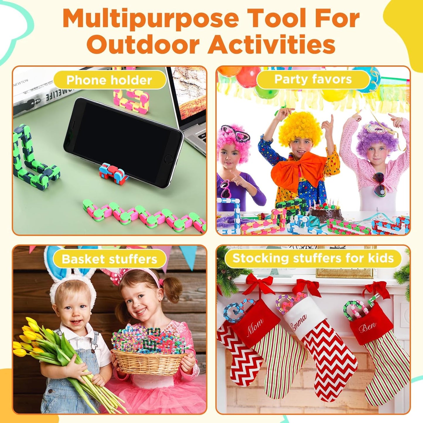 Sotiff 60 Pieces 24 Links of Wacky Track Fidget Toy Fidget Wacky Tracks Colorful Snake Snap Toys Wacky Track Gifts for Kids Adult Autism Stress Relief Therapy Toys Keeps Mind Focused (Vivid Color)