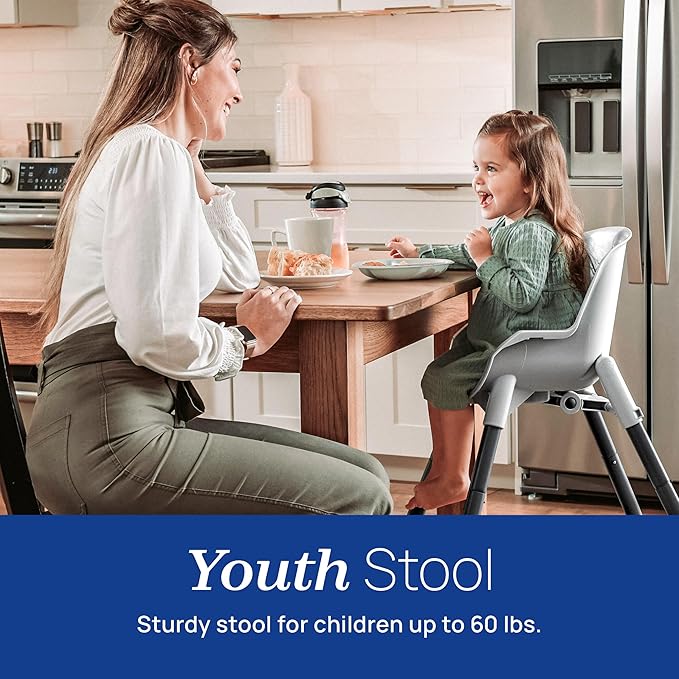 Chicco Zest 4-in-1 Folding High Chair, Feeding Chair, Toddler Chair and Youth Stool, Multi-Use Easy Clean High Chair | Capri/Blue