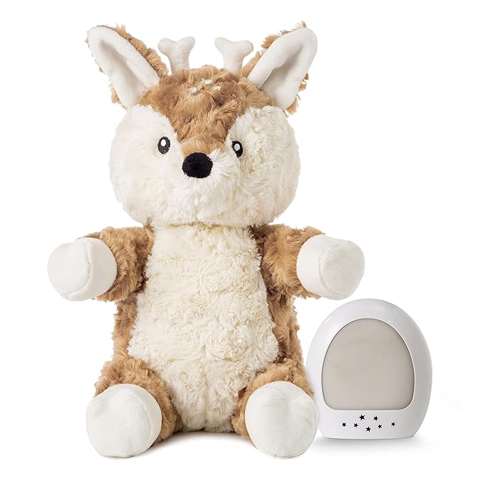 Cloud b Sound Machine with White Noise Soothing Sounds | Cuddly Stuffed Animal & Nomadic Nightlight | Record Parent Voice | Adjustable Settings and Auto-Shutoff | LoveLight Buddies - Finley Fawn