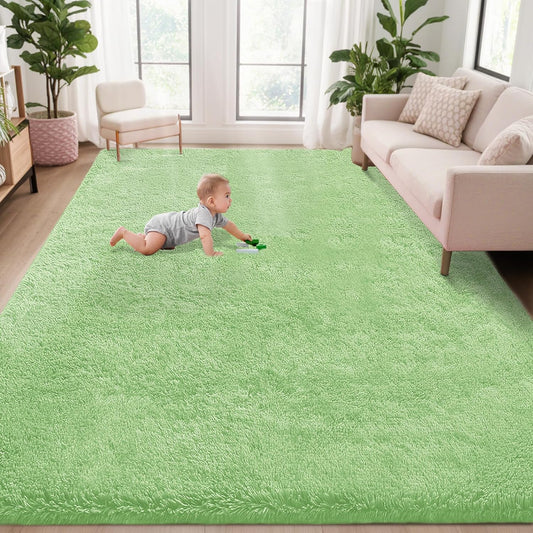 5x8 Area Rug for Living Room: Fluffy Shag Soft Washable Rugs Fuzzy Plush Indoor Carpet for Bedroom Nursery Playroom Dorm Kids Girls Boys Room (Sage Green, 5'x8')