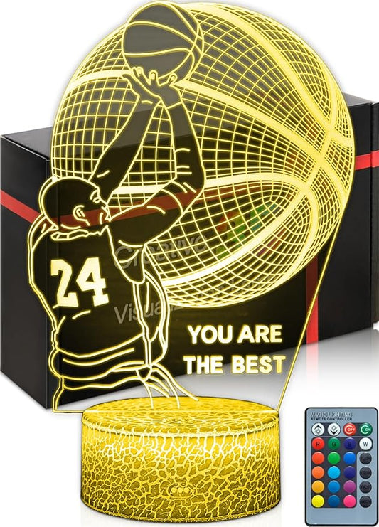 Basketball Mood Light for Fans, 3D LED Basketball Lamp Illusion, Gifts for Boys, Unique Room Decor,16 Colors Night Light with Remote Control Dimmable