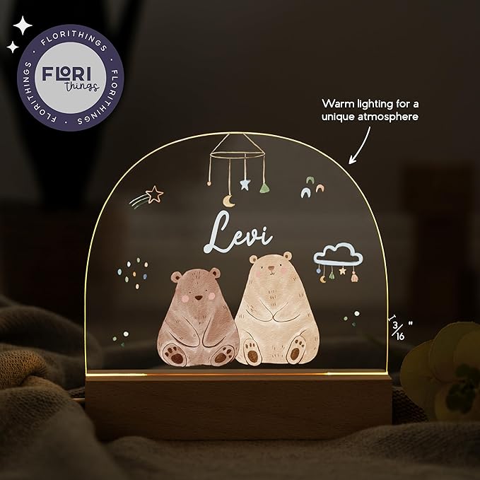 Baby Bear Night Light/Personalized Toddler Gifts/Custom Baby Stuff/NewbornGifts for Boys/Unique Night Light for Nursery