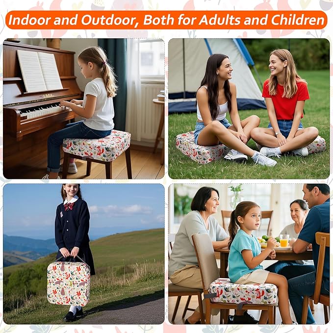 Zicac Portable Seat Cushion Washable with Non-Slip Bottom, Detachable Strong Support Cushion for Toddler Kids Baby Infant (White Forest)