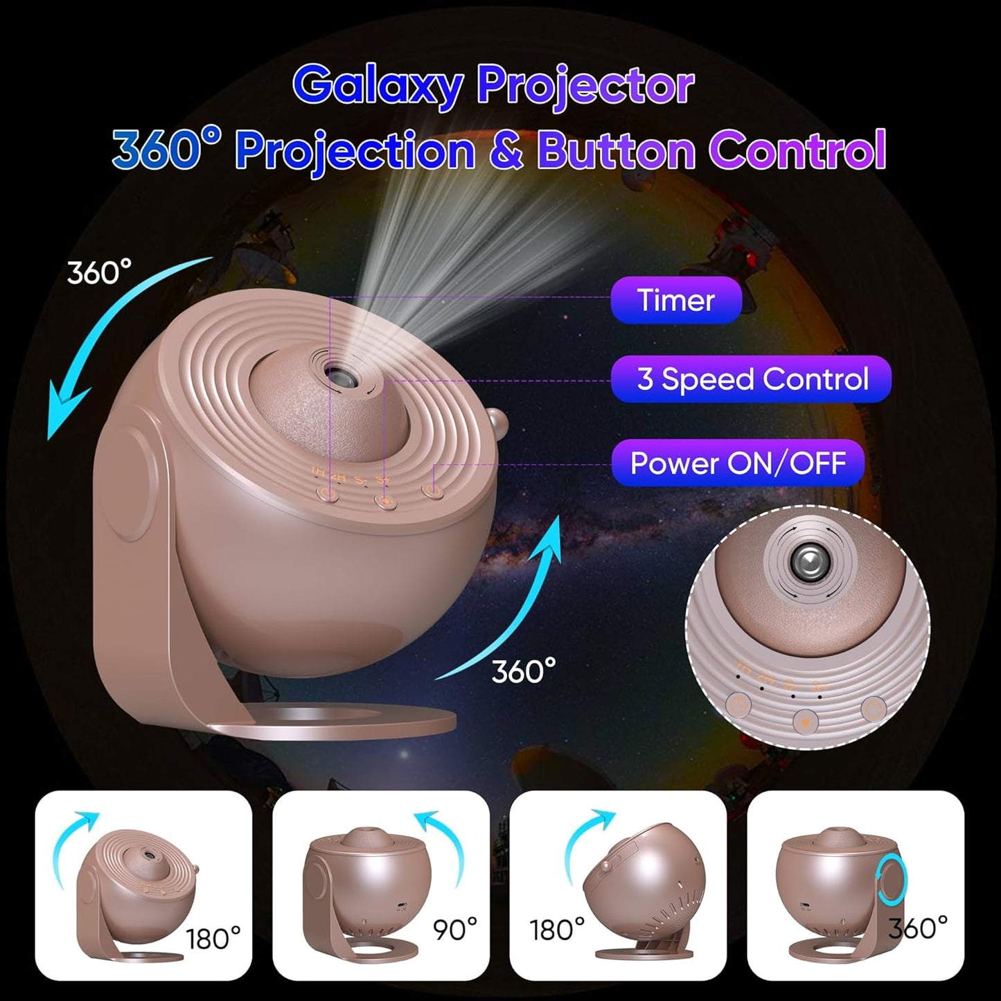 Galaxy Projector for Bedroom,13 in 1 Star Projector with Timer and 3 Button Control 360° Rotating Planetarium Ceiling Night Light Projector for Kids,Adult,Gifts,Ceiling,Bedroom Room Decor