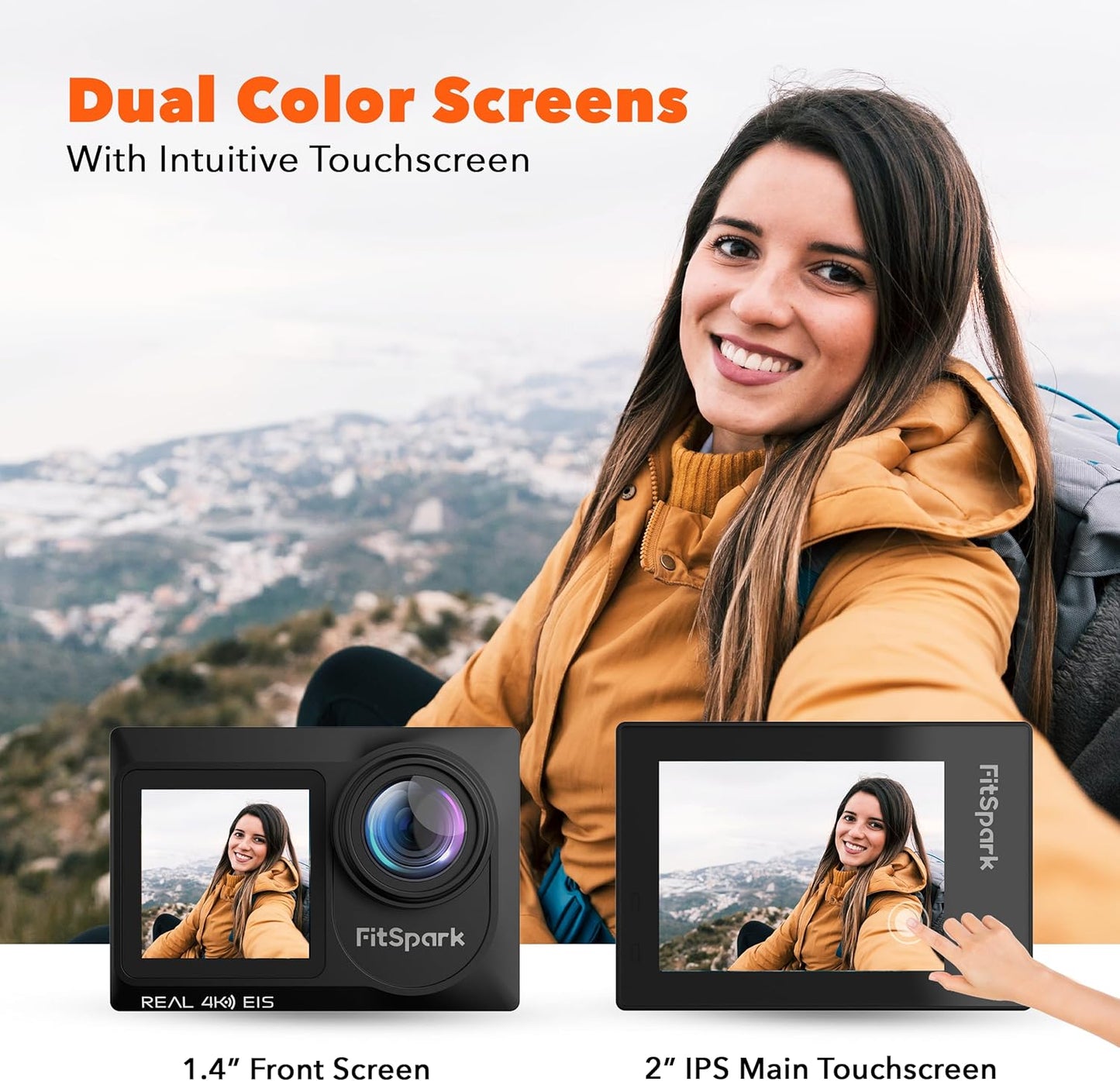 Eagle i15 ProMax Real 4k30FPS 20MP WiFi Action Camera Touch Screen EIS Stabilization Dual Screens Underwater Waterproof Sports Camera, 2 Batteries, Dock, External Microphone, Accessories Kit