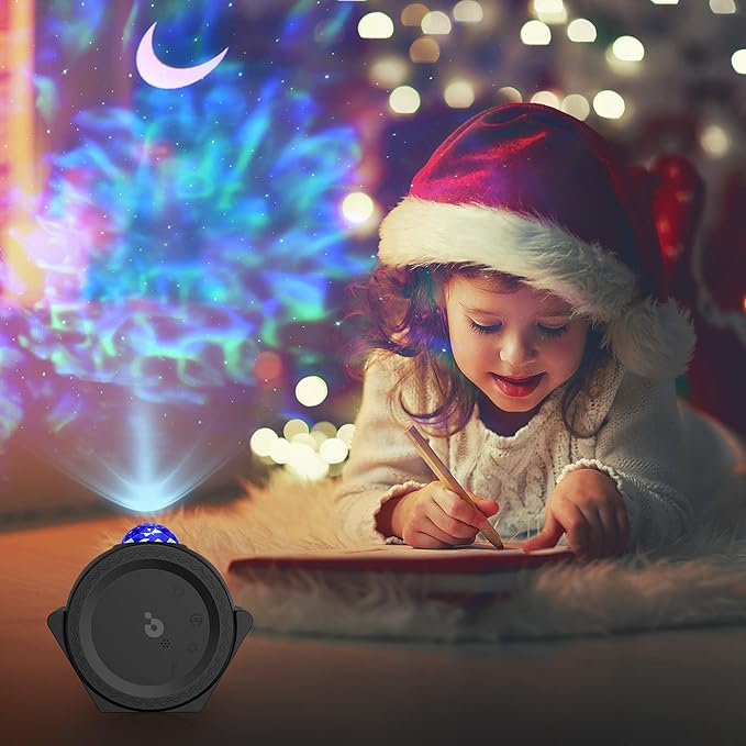 Galaxy Projector Star Night Light - 3-in-1 Moon Star Aurora Projector for Bedroom, Clap-Activated Music Sync,14M Colors, Kids Nursery & Adult Sleep Aid (No Music/Alexa)