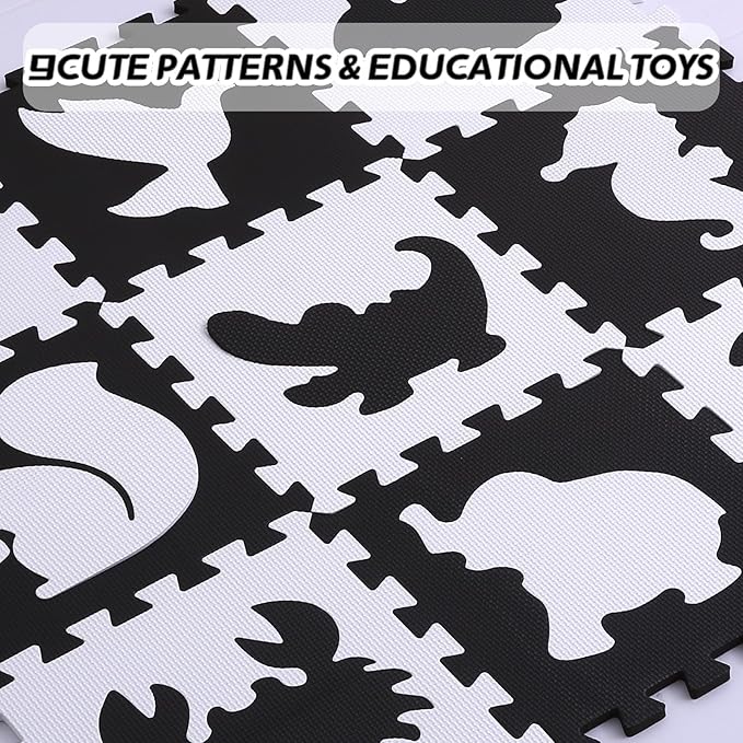 Coolcandy Baby Play Mat Without Fence, 9Pcs Interlocking Puzzle Floor Mat, 0.4" Thick Non-Toxic EVA Foam Play Mat, for Infants & Toddlers 3-36 Months, Soft Puzzle Tiles for Play Areas