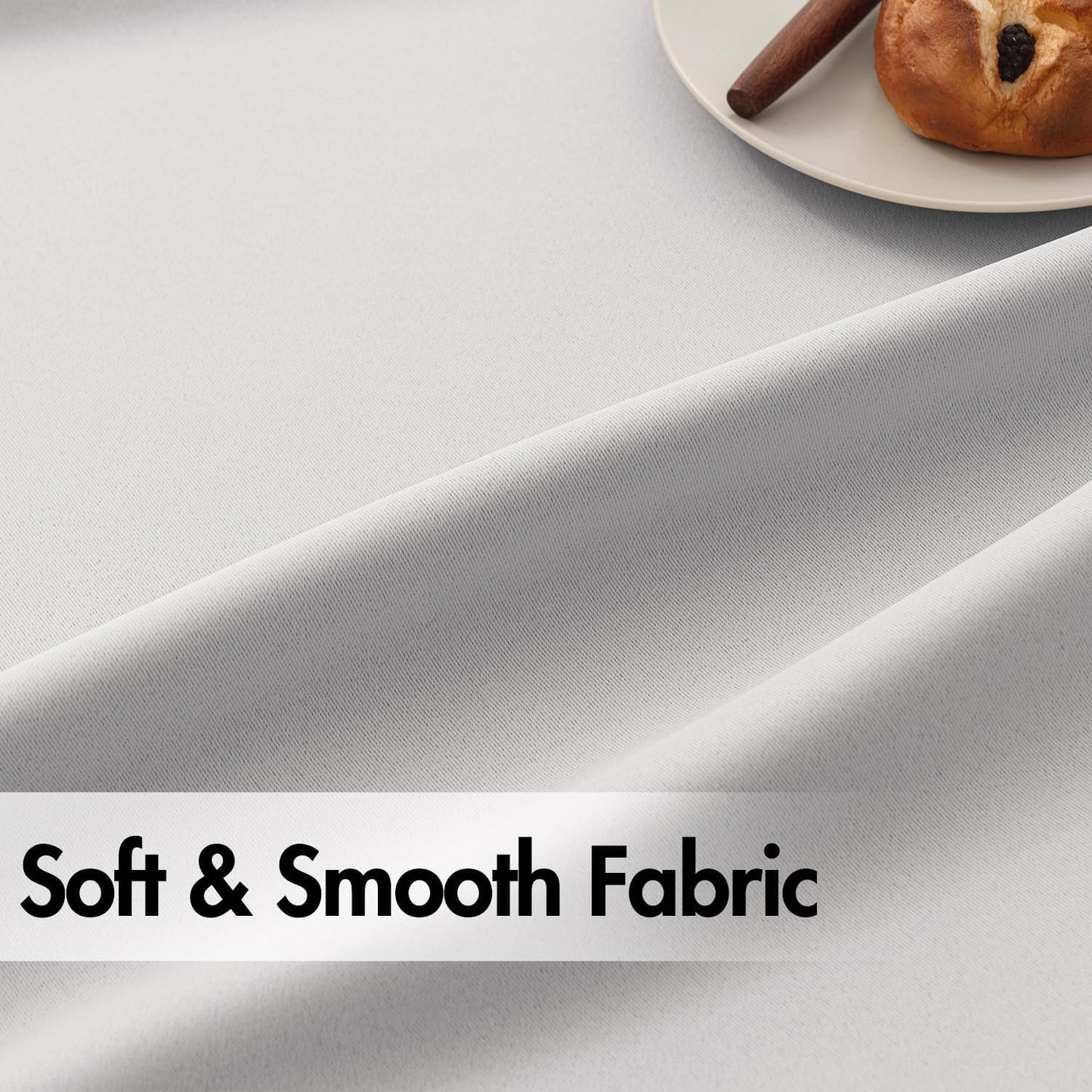 ANRODUO Back Tab Blackout Curtains for Bedroom Living Room, Rod Pocket Pinch Pleated Thermal Insulated Room Darkening Curtains 90 Inches Long 2 Panels, Greyish White, 42 x 90 Inch