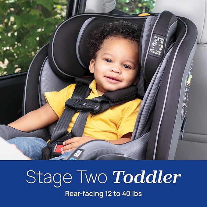 Chicco Fit4 4-in-1 Convertible Car Seat, Rear-Facing Seat for Infants 4-40 lbs., Forward-Facing Car Seat 25-65 lbs., Booster 40-100 lbs. | Element/Black