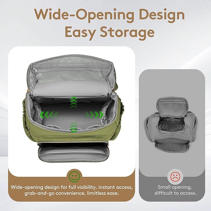 Small Diaper Bag Backpack, Lightweight Baby Bag for Moms and Dads, Compact Travel Diaper Backpack with Stroller Straps & Changing Pad, Waterproof & Stylish Baby Bag for Everyday Essentials - GREEN