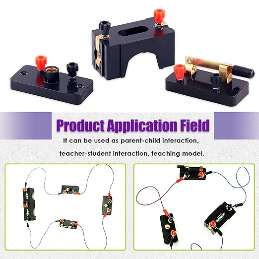 Swpeet 22Pcs Labs Physics Experiment Basic Beginner Circuit Kit, Including Interconnect Circuit Wire, D Battery Holder, Single Pole Single Throw Switch and Miniature Bulb Holder with E10 White Bulb