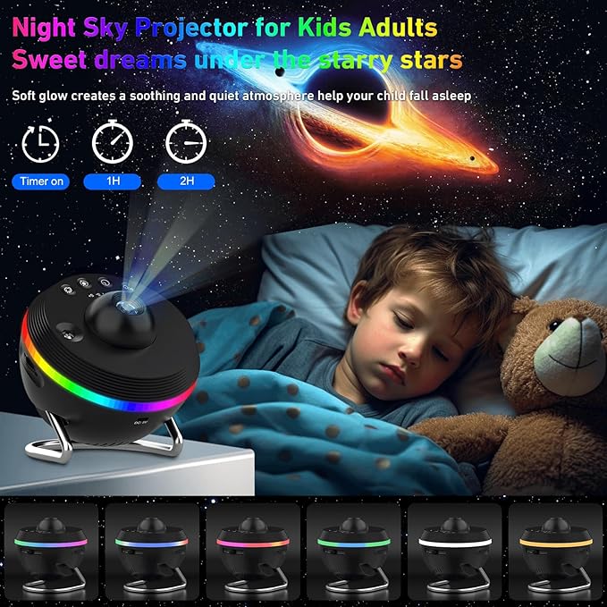 Galaxy Projector, 13 in 1 HD Planetarium Galaxy Projector for Bedroom, Star Projector Galaxy Light Projector with Timer, Meteor & 6 RGB Lighting Night Light for Kids Adults, Party Light/Home Decor