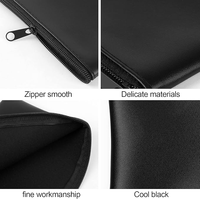 Joyberg 4Pack Money Bag 11 X 6", Safe Durable Waterproof PU Leather Bank Bag with Zipper for Cash, Coin, Checks, Makeup Bills Receipts Tool Storage (Black)