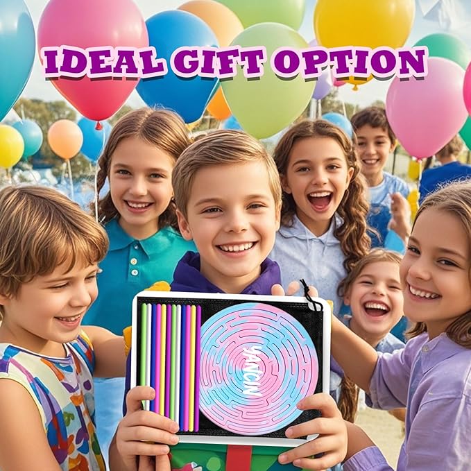 Sensory Activity Board for Kids 3 & Adults - Silicone Fidget Toys with 12 Strings ADHD Autism Anxiety Relief, Portable Travel Bag Included