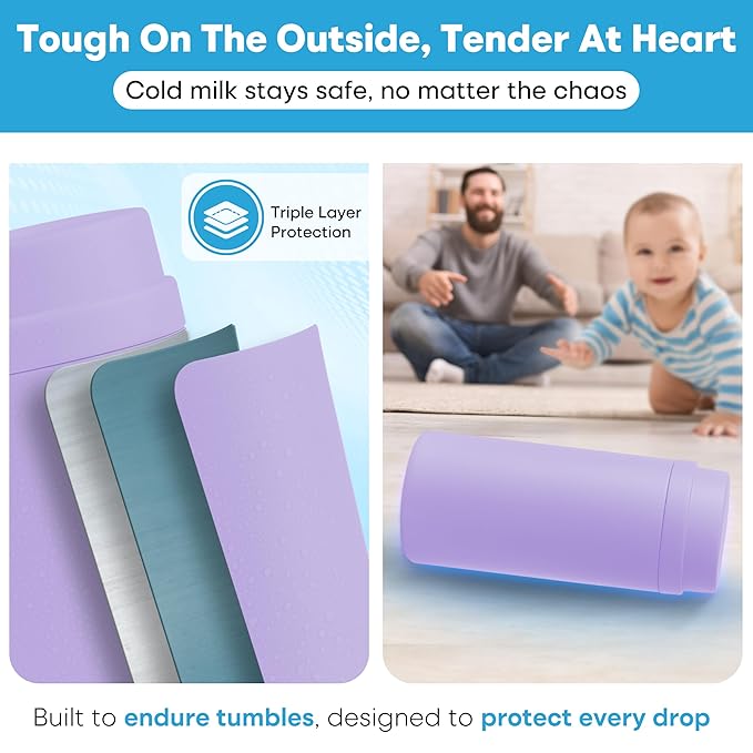 Portable Breast Milk Cooler Bottle: 30H Cooling Time, 2 x 150ml/5Oz, Durable BPA-Free Breastmilk Storage Bottles, Breastmilk Cooler, Travel Breastfeeding Milk Chiller for Baby