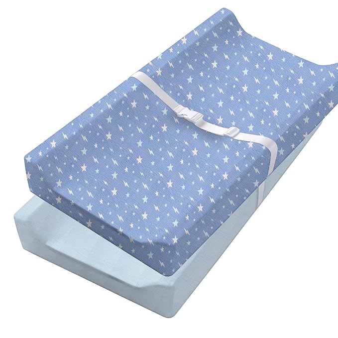 100% Muslin Changing Pad Cover Ultra Soft, Breathable, Secure Fit, Fade-Resistant Prints for Boys and Girls (Pack 2)