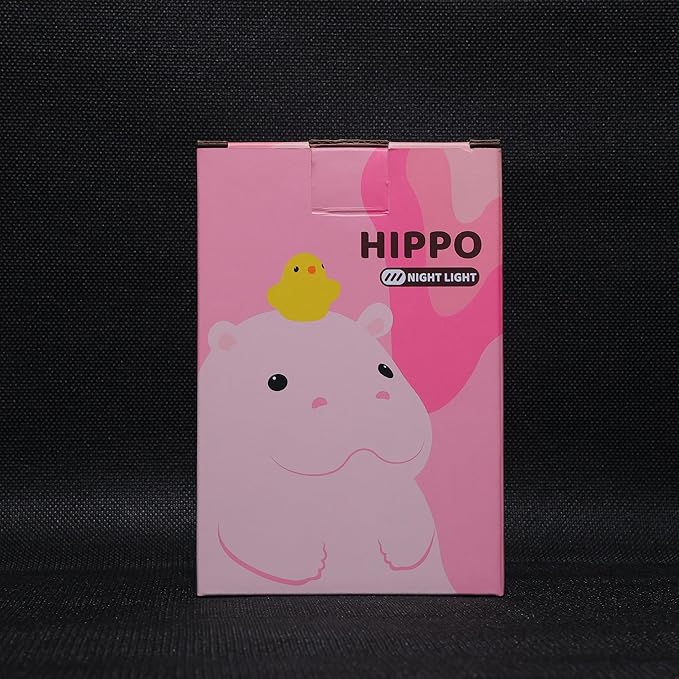 Ammonite Hippo Night Light, Cute Hippopotamus Lamp for Kids, Soft Silicone Nursery Nightlight LED Touch Light, Kids Bedroom Decor as Xmas Birthday Gifts