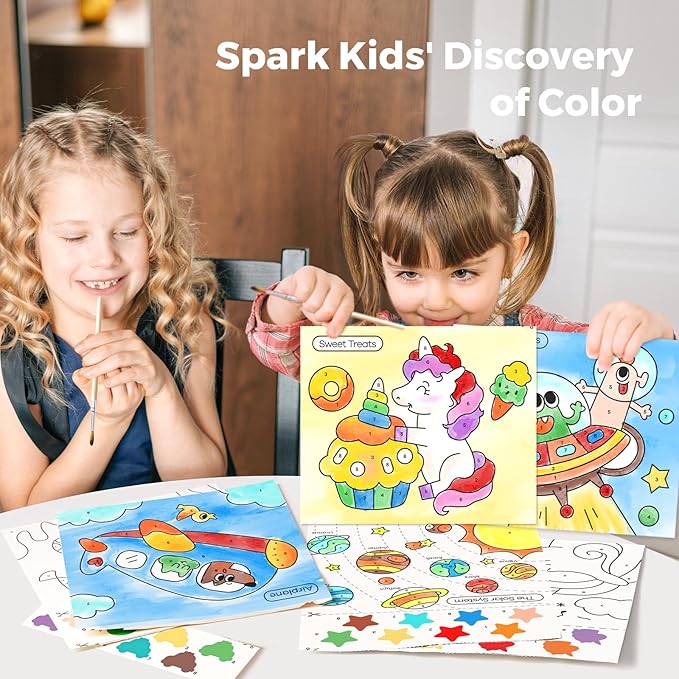 Jar Melo Paint with Water Books for Toddlers, Mess Free Watercolor Painting Activity for Kids Ages 1-3, 2-4, 4-6, Art Craft Coloring Gift with Brush, Airplane Travel Activities for Toddlers, Unicorns