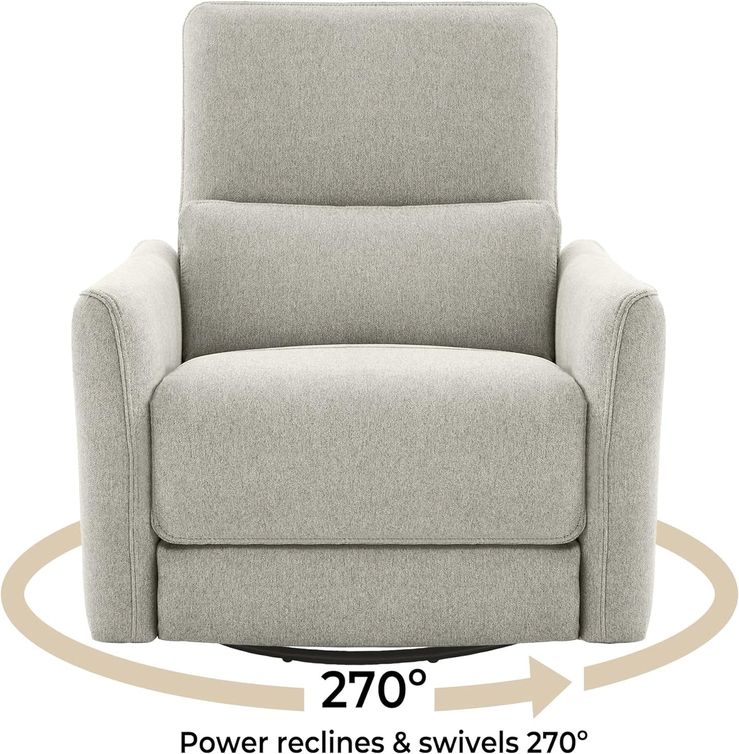 CHITA Power Recliner Chair Swivel Glider, FSC Certified Fabric Living Room Nursery Reclining Sofa Chair with Lumbar Support, Dove Grey
