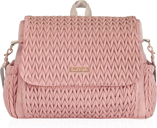 Hannah & Sophia Belle Convertible Baby Diaper Backpack & Bag in Pink Polyester with Classic Style