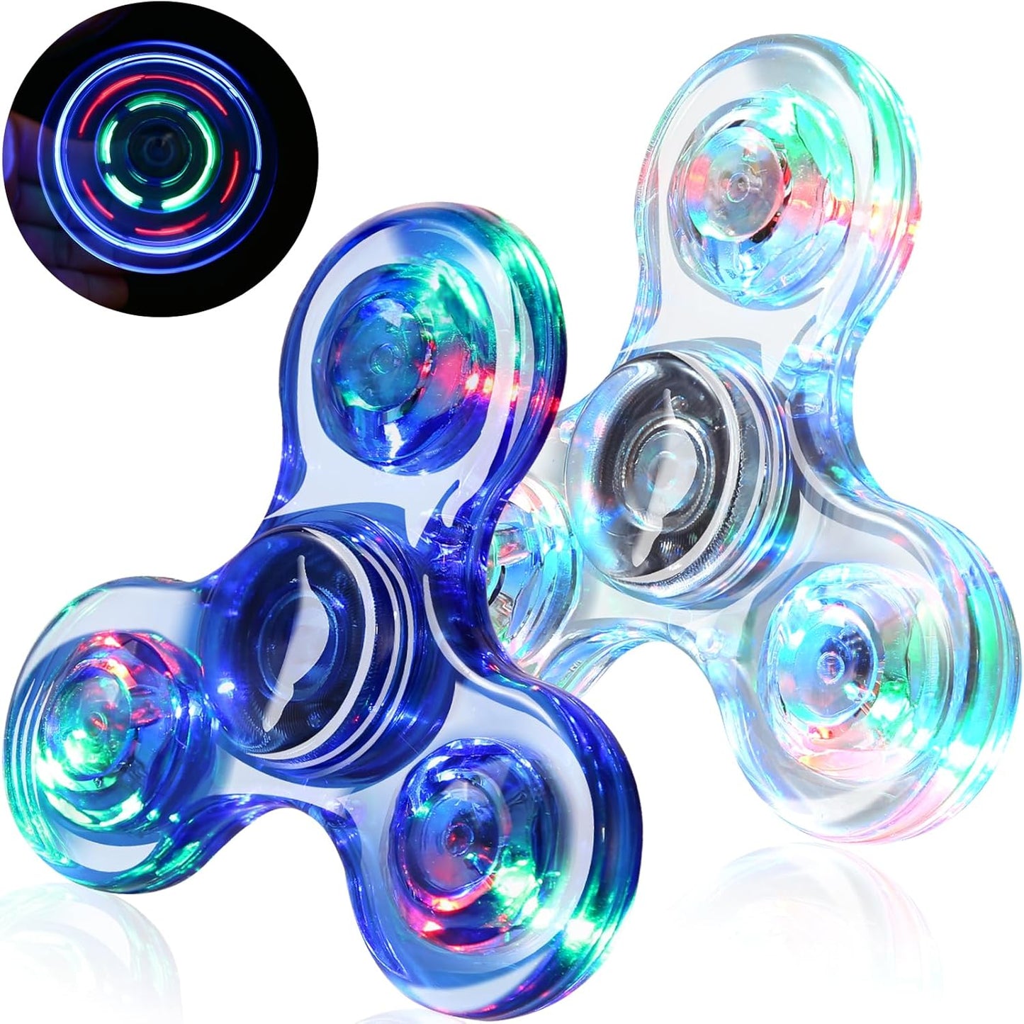 SCIONE 2Pack Fidget Spinners for Kids, LED Light up Sensory Fidget Toys for Kids Adults, Glow in The Dark Toys for Teens Boys Girls Halloween Classroom Prizes, ADHD Stress Anxiety Relief Fidgets