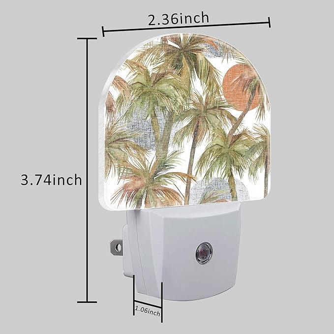 Plug in Night Lights Watercolor Abstract Tropical Jungle Night Light with Dusk to Dawn Sensor Night Light for Kid Girls Boys Women Men Room Decor, Hallway, Kitchen, Bathroom, Nursery, Stairs