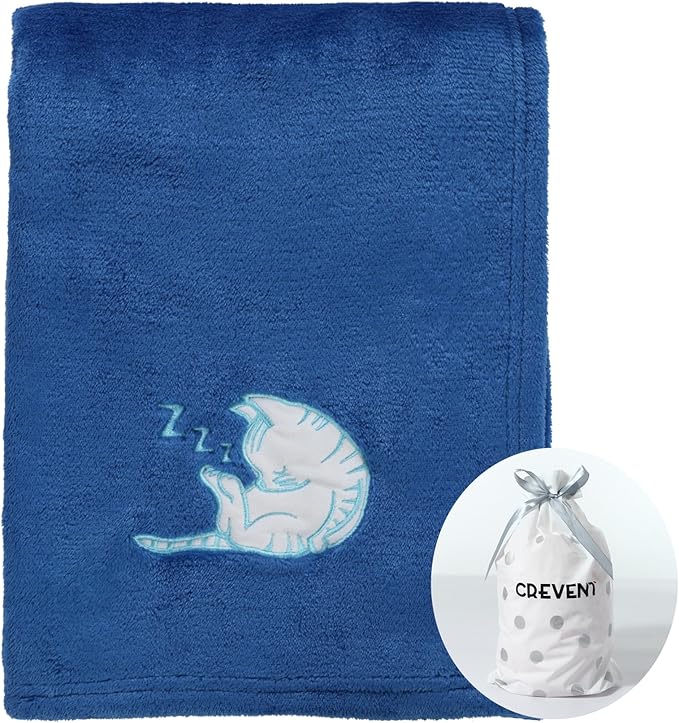 CREVENT 30''X40'' Cute Cozy Fluffy Warm Baby Blanket for Girls Boys Infants Toddlers' Bedding Crib Cot Stroller, Baby Shower Birthday Newborn's Gift - Sleeping Cat