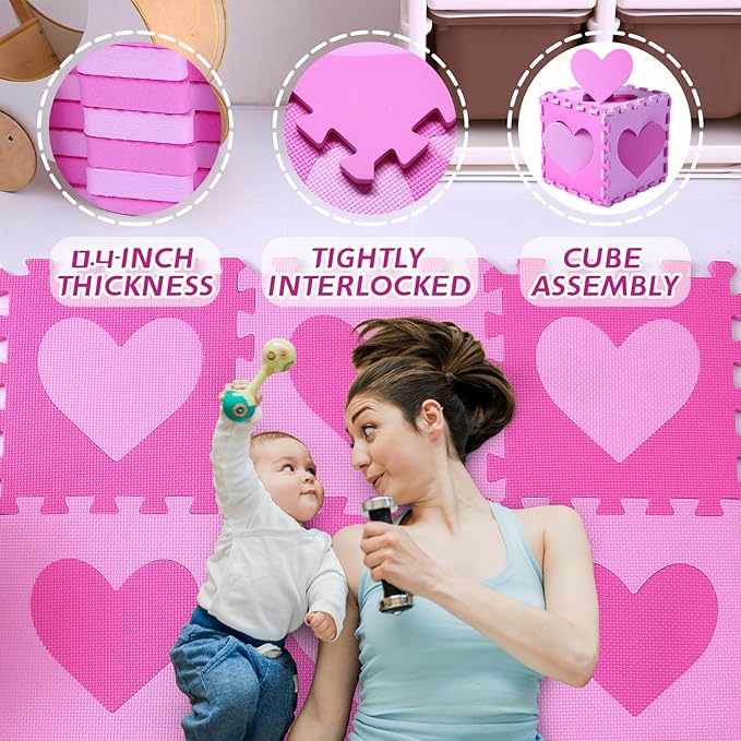 Coolcandy Baby Play Mat Without Fence, 9Pcs Interlocking Puzzle Floor Mat, 0.4" Thick Non-Toxic EVA Foam Play Mat, for Infants & Toddlers 3-36 Months, Soft Puzzle Tiles for Play Areas