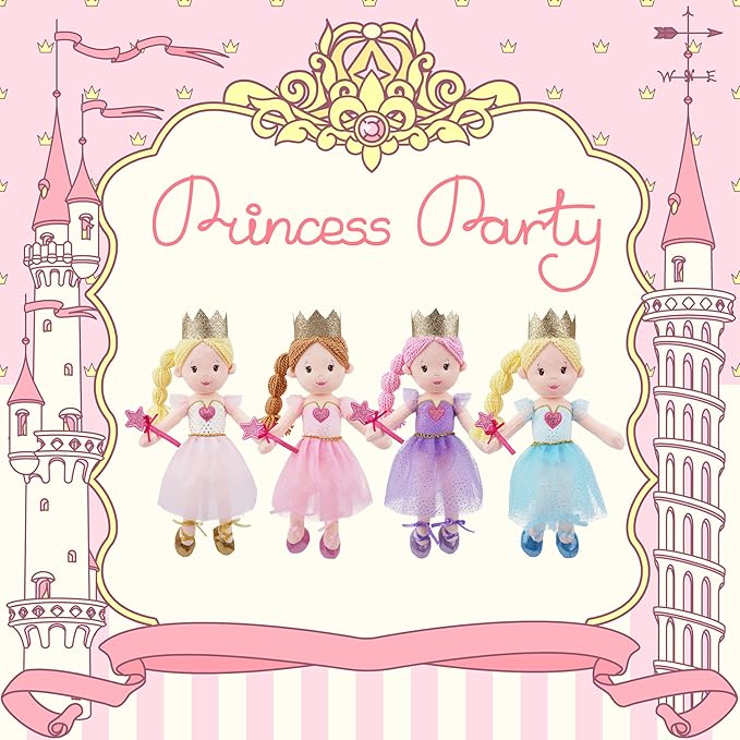 June Garden 12" Soft Baby Princess Doll Stella - Stuffed Cuddly Princess Plush Gifts for Toddler Girls - White Dress