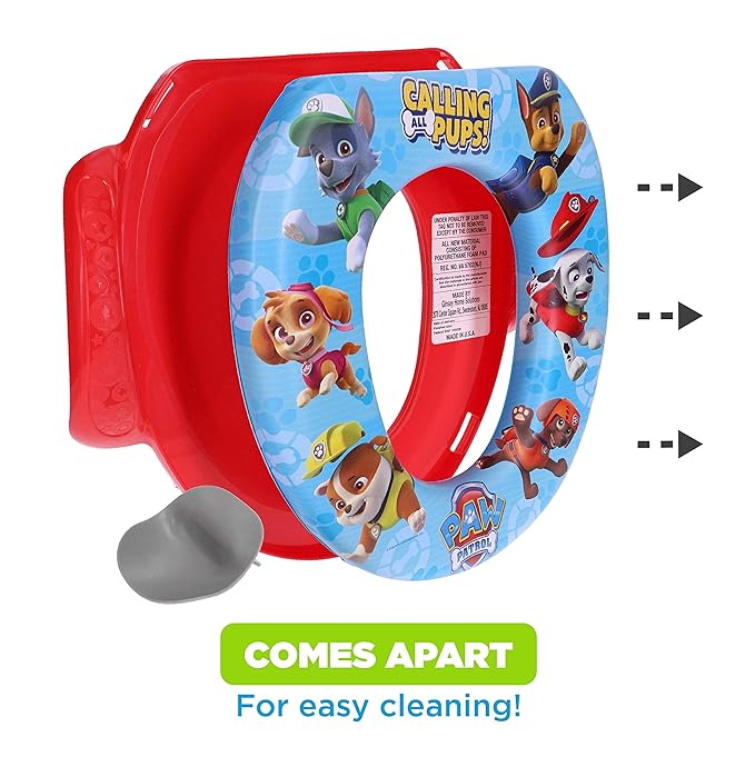 Nickelodeon PAW Patrol "Calling All Pups" 3 Piece Must Have Potty Training Set - Soft Potty Seat, Step Stool, Finger Puppets - Boy Potty Training