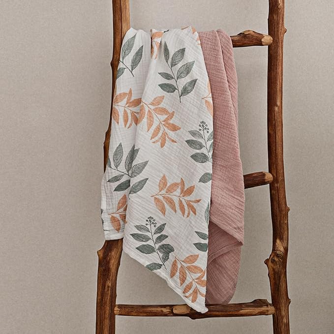 Muslin Receiving Blankets, Neutral Blanket Swaddling for Newborn Boys and Girls, 5 Pack Breathable and Skin-Friendly Swaddle Wrap for Infant Baby (Gentle Colors)